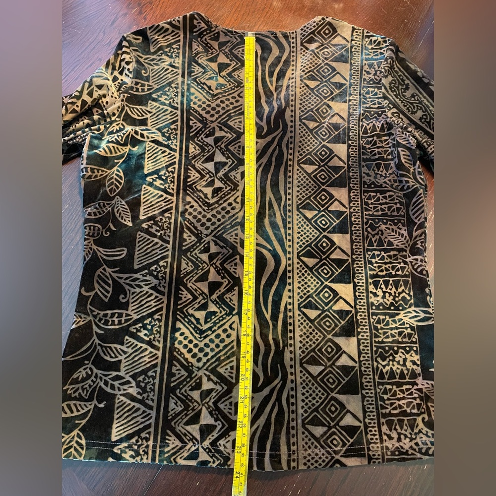 Vintage Unique Chagall Velvet Burnout Brown/Teal Top - Picture 10 of 10